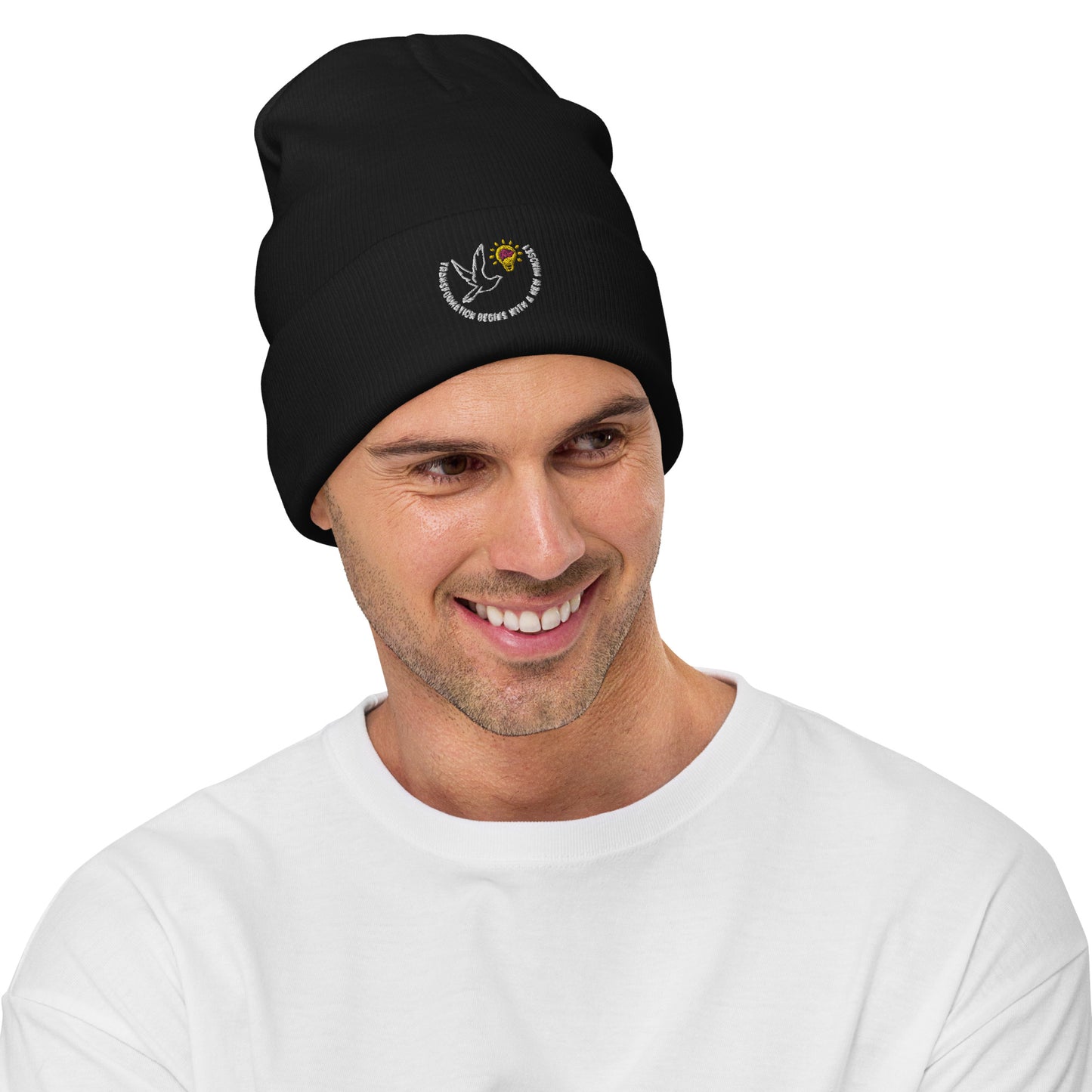 Embroidered Beanie | Better Outcomes | Slogan | Transformation Begins with a New Mindset | Black - Better Outcomes