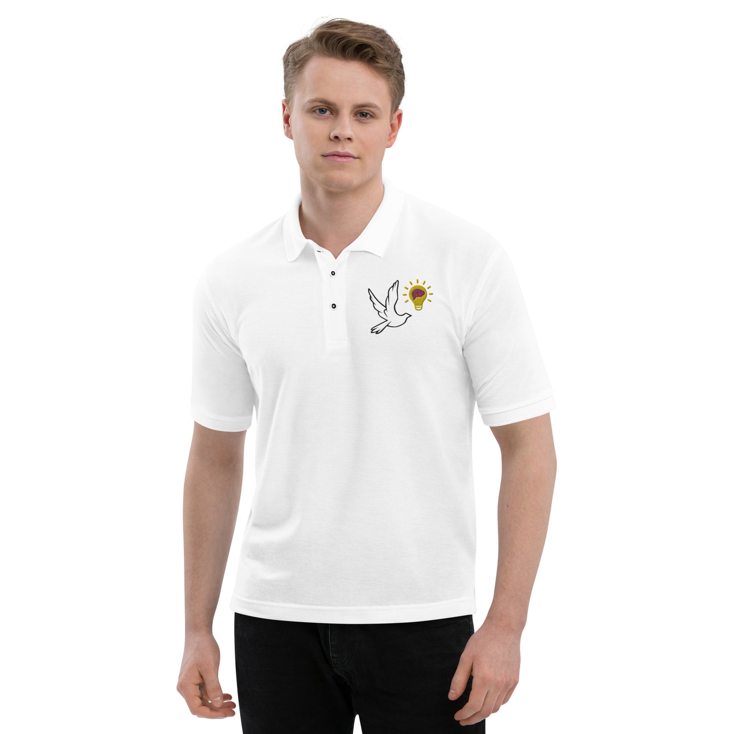 Premium Polo | Better Outcomes | Logo | White and Stone - Better Outcomes