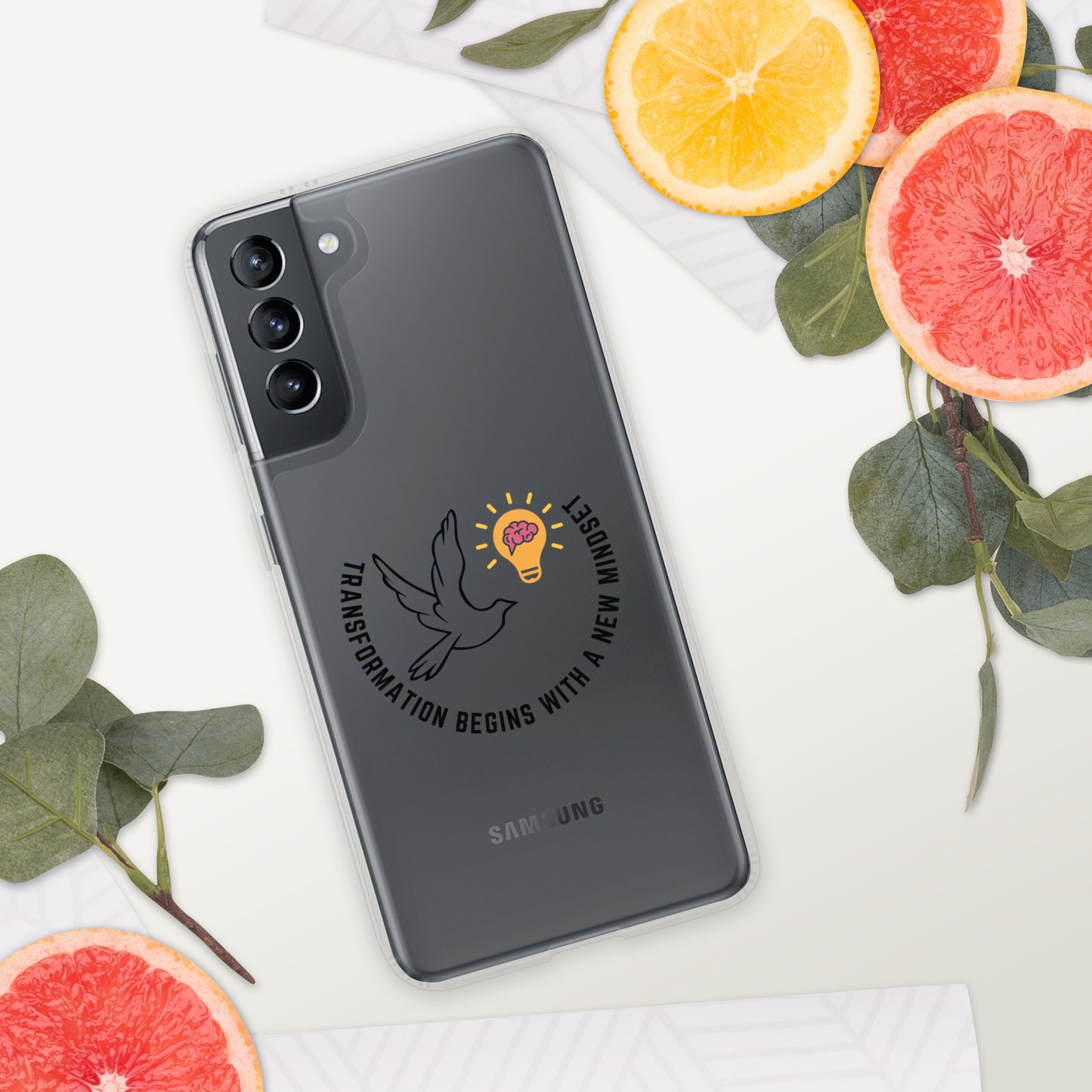 Samsung Case | Better Outcomes | Slogan | Transformation Begins with a New Mindset | Black Text - Better Outcomes