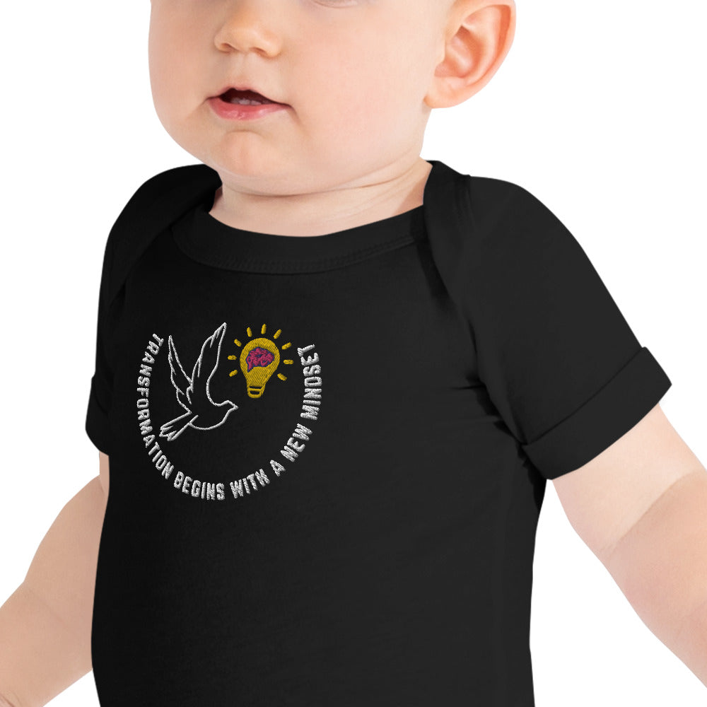 Baby Body Suit | One Piece | Better Outcomes | Slogan | Transformation Begins with a New Mindset | Black - Better Outcomes
