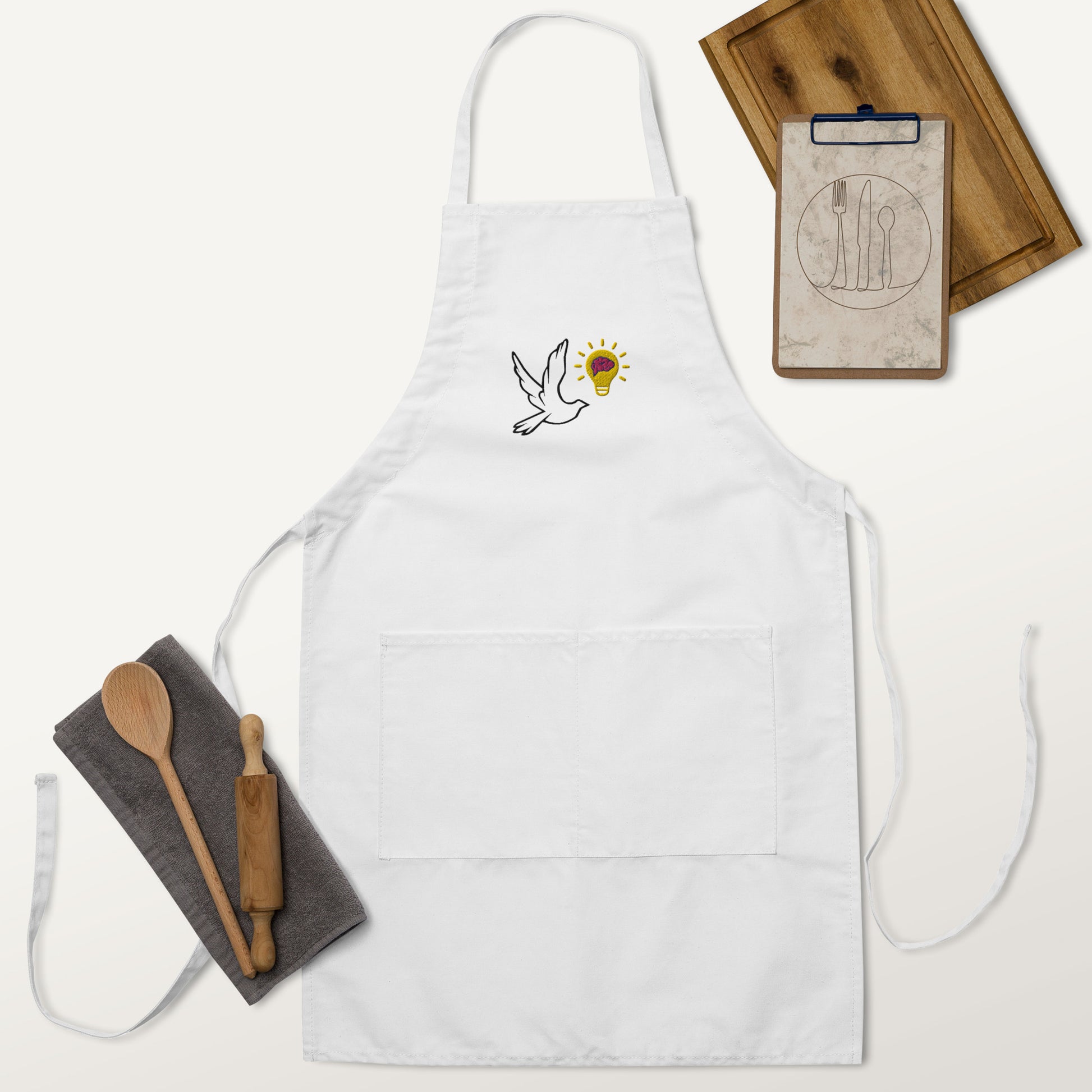 Embroidered Apron | Better Outcomes | Logo | White - Better Outcomes