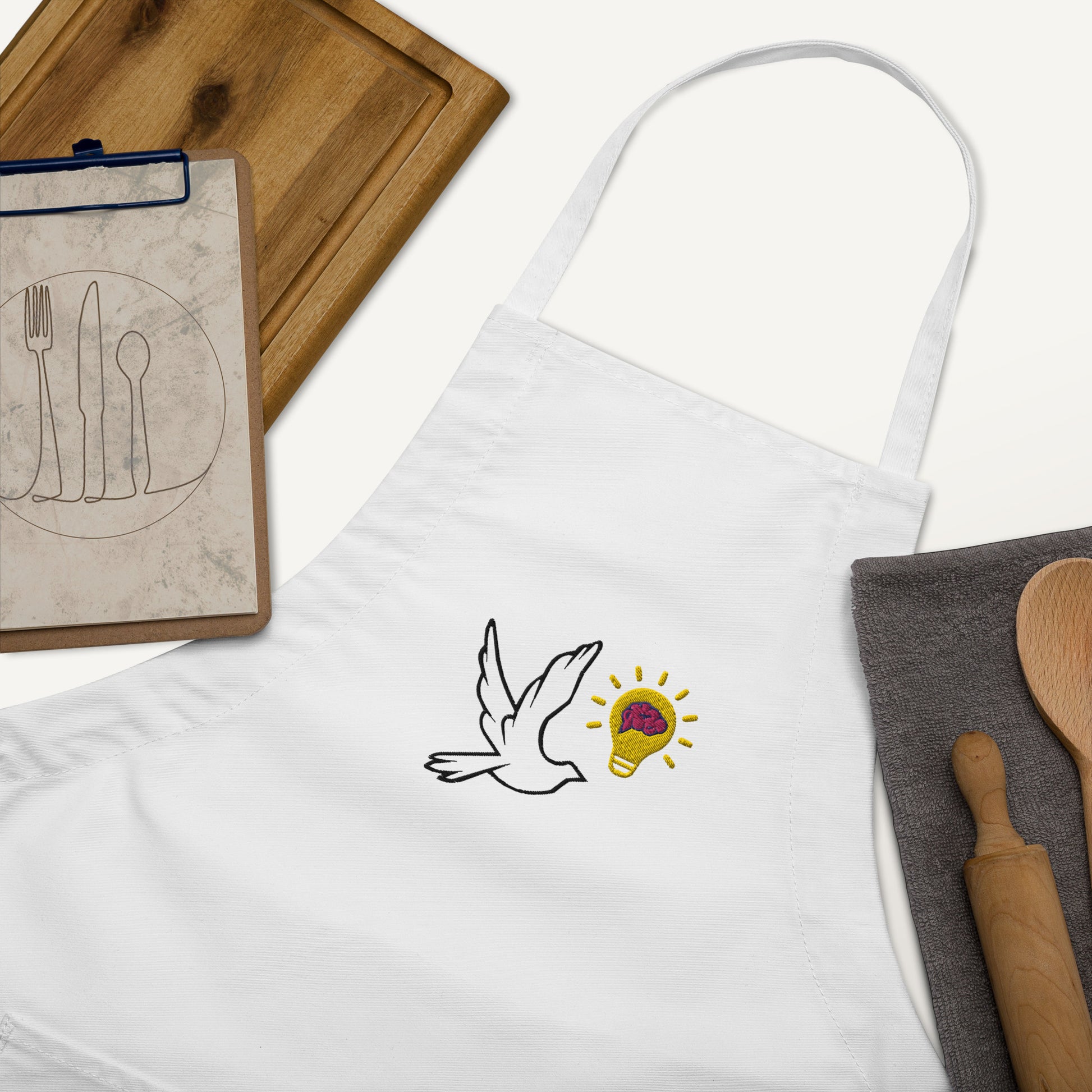 Embroidered Apron | Better Outcomes | Logo | White - Better Outcomes