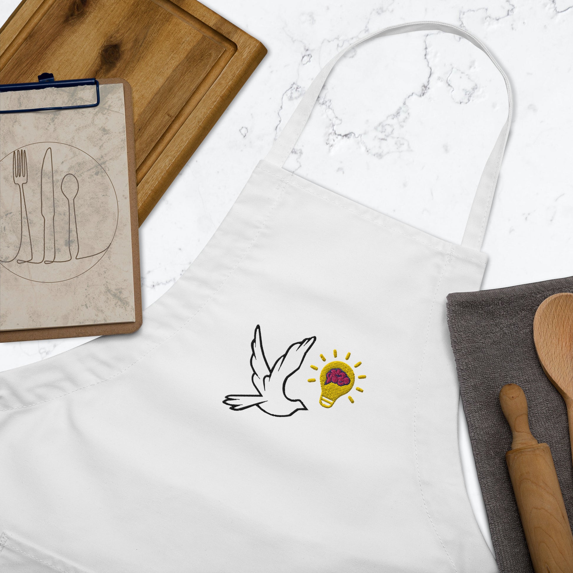 Embroidered Apron | Better Outcomes | Logo | White - Better Outcomes