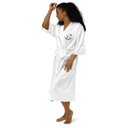 Satin Robe | Better Outcomes | White and Pink - Better Outcomes