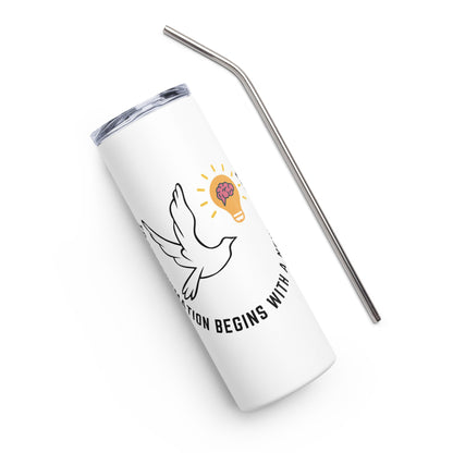 Stainless Steel Tumbler | Better Outcomes | Slogan | Transformation Begins with a New Mindset | White - Better Outcomes