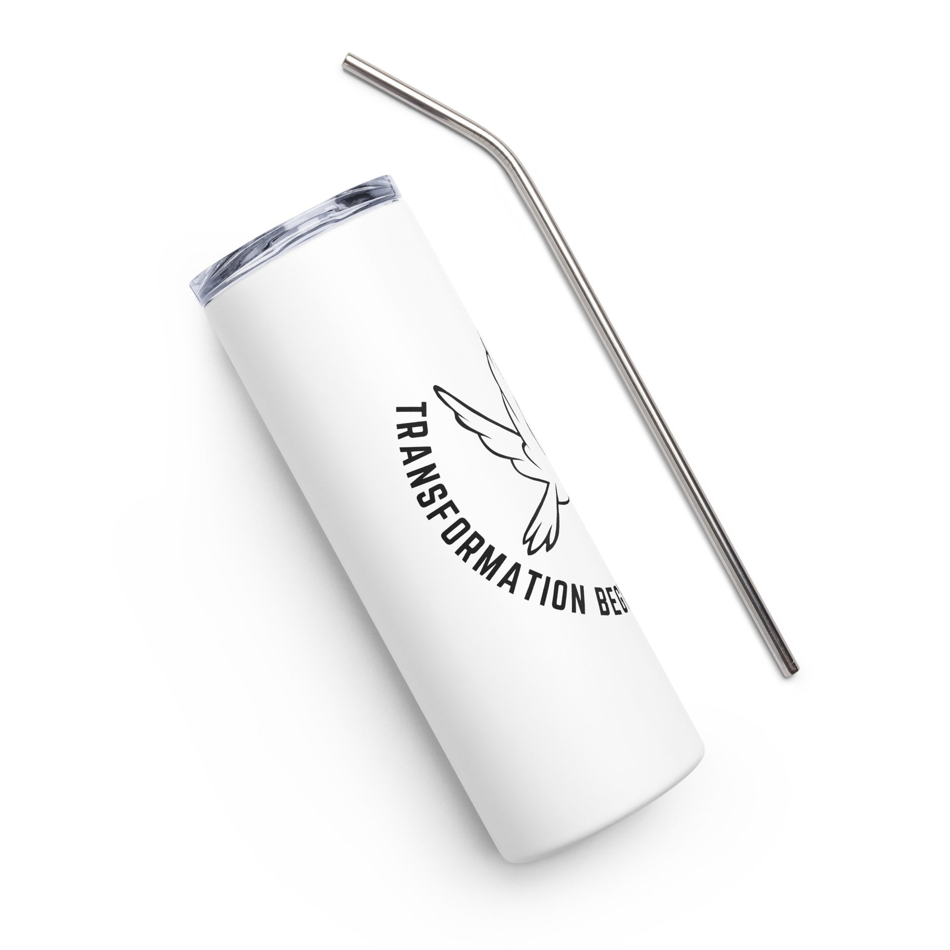 Stainless Steel Tumbler | Better Outcomes | Slogan | Transformation Begins with a New Mindset | White - Better Outcomes