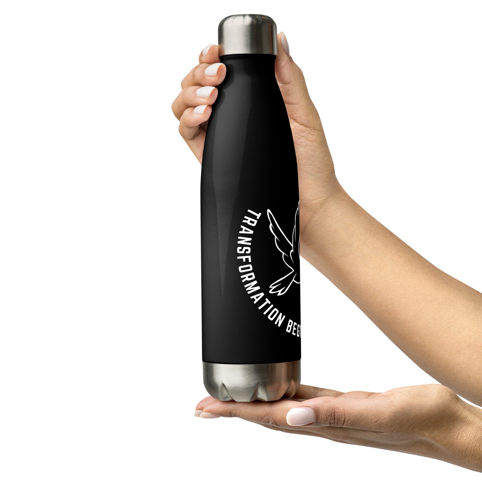 Stainless Steel Water Bottle | Better Outcomes | Slogan | Transformation Begins with a New Mindset | Black - Better Outcomes
